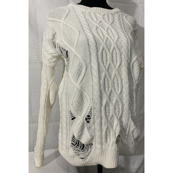 Urban Outfitters Olive & Oak Cable Knit Distressed Sweater Womens S - Picture 3 of 4